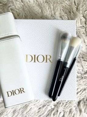 Dior Backstage Makeup 3 pc brush set. White case limited edition. NWT